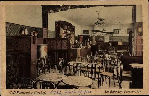 Ak Berlin Treptow Adlershof, Café Pomorski, Am Bahnhof