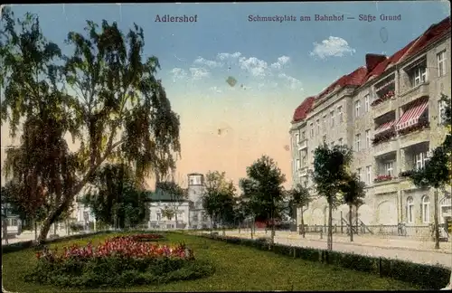 Ak Berlin Treptow Adlershof, Schmuckplatz am Bahnhof, Süßer Grund