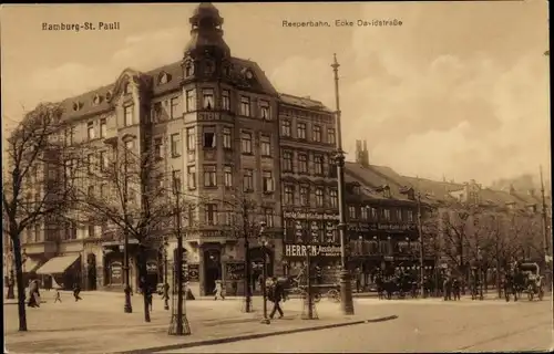 Ak Hamburg St. Pauli, Reeperbahn, Ecke Davidstraße