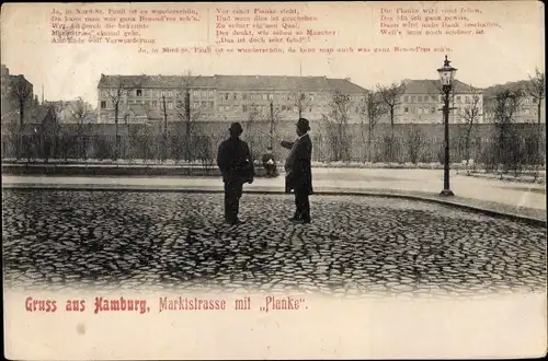 Ak Hamburg, Marktstraße mit Planke, Gedicht
