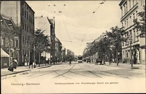 Ak Hamburg Nord Barmbek, Hamburger Straße v. Mundsburger Damm aus gesehen