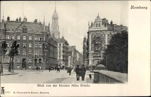 Ak Hamburg Mitte St. Pauli, Blick von der Kersten Miles Brücke