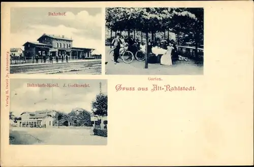 Ak Hamburg Wandsbek Rahlstedt, Bahnhof, Bahnhofshotel J. Godknecht, Garten