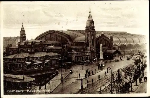 Ak Hamburg Mitte St. Georg, Hauptbahnhof, Vorplatz