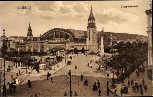 Ak Hamburg Mitte St. Georg, Hauptbahnhof, Vorplatz