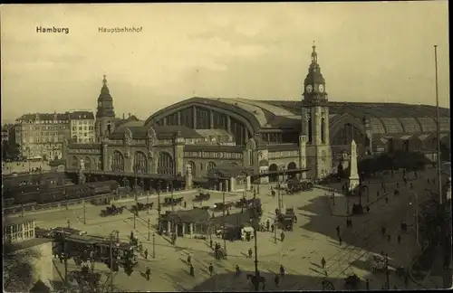 Ak Hamburg Mitte St. Georg, Hauptbahnhof, Vorplatz