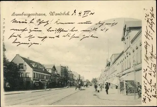 Ak Hamburg Wandsbek, Hamburger Straße, Passanten, Häuser