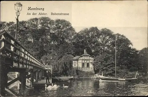 Ak Hamburg Eimsbüttel Rotherbaum, Rabenstraße, Alsterpartie