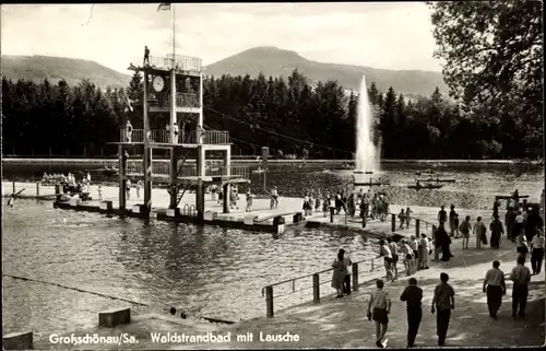 Ak Großschönau in Sachsen, Waldstrandbad mit Lausche