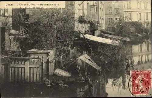 Ak Caen Calvados, Crue de L´Orne du 1er Décembre 1910, Canal Robert