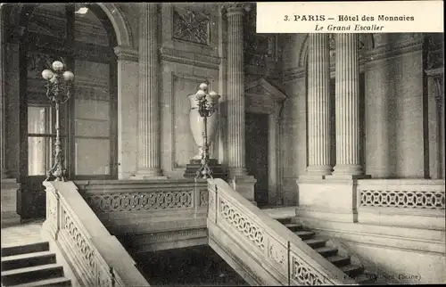 Ak Paris VI Jardin du Luxembourg, Hotel des Monnaies, Le Grand Escalier