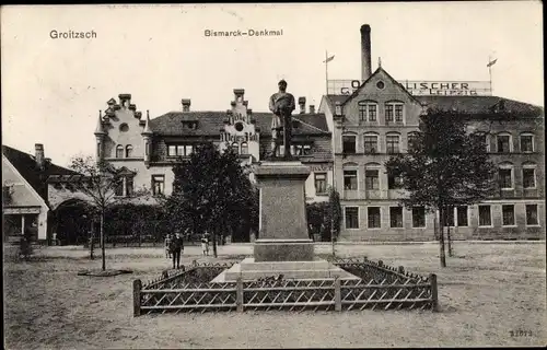 Ak Groitzsch in Sachsen, Bismarck Denkmal