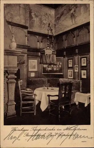 Ak Eisenach, Gasthof Weinhaus Turmschänke, Nikolaiturm, Stammtisch P. Lindau