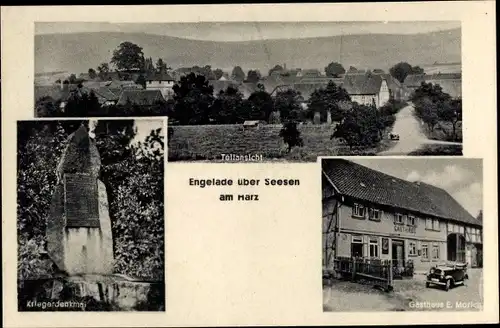 Ak Engelade Seesen in Niedersachsen, Teilansicht, Kriegerdenkmal, Gasthaus