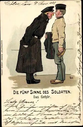 Litho Die fünf Sinne des Soldaten, das Gehör