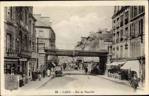 Wappen Ak Caen Calvados, Rue de Vaucelles, Automobile, Pont