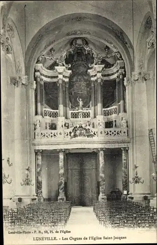 Ak Luneville Meurthe et Moselle, Les Orgues de l'Eglise Saint Jacques