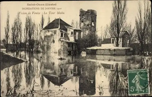 Ak Saint Ouen Seine Saint Denis, Vision de Venise, La Tour Mahu