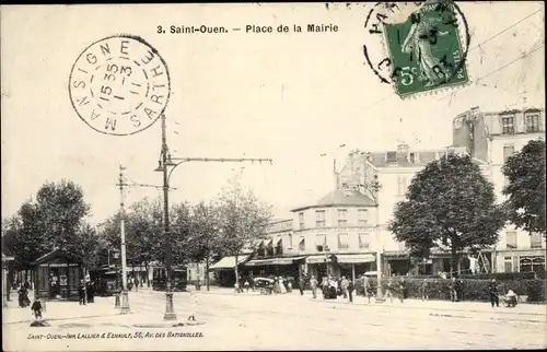 Ak Saint Ouen Seine Saint Denis, Place de la Mairie