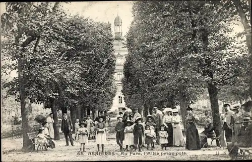 Ak Asnières-sur-Seine Hauts-de-Seine, Au Parc, l´Allee principale