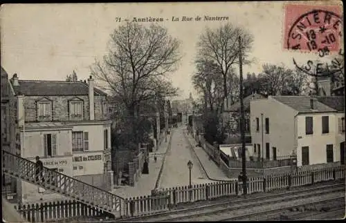 Ak Asnières-sur-Seine Hauts-de-Seine, La Rue de Nanterre, Commerce de Vins