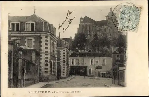 Ak Tonnerre Yonne, Place Fontaine aux Boeufs