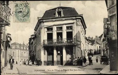 Ak Tonnerre Yonne, Rue de l'Hotel de Ville, Rue Jean Garnier