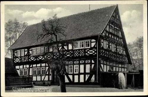 Ak Ilbeshausen Hochwaldhausen Grebenhain Hessen, Teufelsmühle, Wassermühle