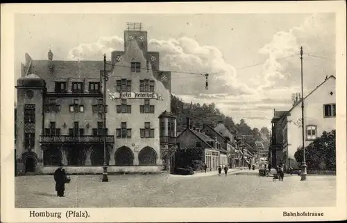 Ak Homburg in der Pfalz Saarland, Bahnhofstraße, Hotel Peterhof