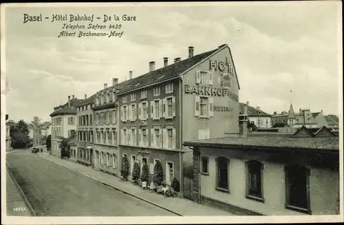 Ak Bâle Basel Stadt Schweiz, Hotel Bahnhof, De la Gare