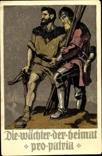 Ganzsachen Ak Schweiz, Bundesfeier 1910, Die Wächter der Heimat, pro patria