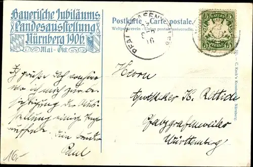 Künstler Ak Nürnberg in Mittelfranken Bayern, Bayerische Jubiläumsausstellung 1906, Dürerhaus