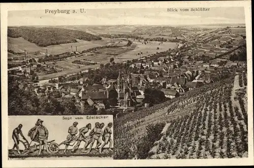 Ak Freyburg an der Unstrut, Blick vom Schlüfter, Sage vom Edelacker