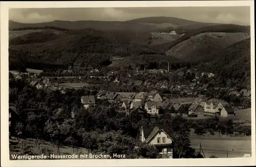 Ak Hasserode Wernigerode am Harz, Panorama vom Ort