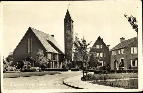 Ak Grijpskerk Groningen, Geref. Kerk en Pastorie