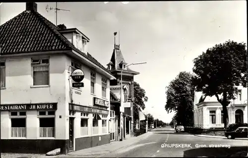 Ak Grijpskerk Groningen, Gron. straatweg, Restaurant Hotel Cafe