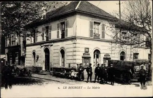 Ak Le Bourget Seine Saint Denis, La Mairie, Soldaten