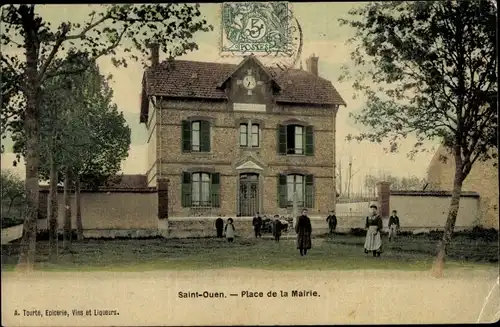Ak Saint Ouen Seine et Marne, Place de la Mairie