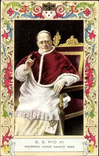 Passepartout Ak Papst Pius XI., Achille Ambrogio Damiano Ratti, Anno Santo 1925