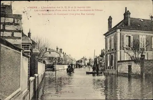 Ak Sens Yonne, L'Inondation des 21.-24.01.1910