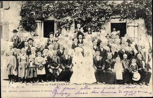 Ak Parthenay Deux Sèvres, Noce Villageoise, marriage, Doppelhochzeit