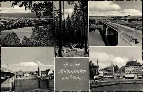 Ak Holzminden an der Weser, Brücke, Stadtansichten, Reh
