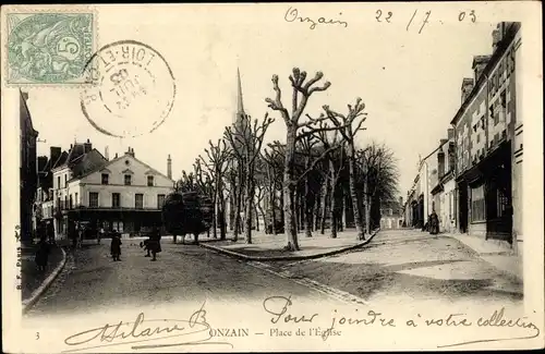 Ak Onzain Loir et Cher, Place de l´Église