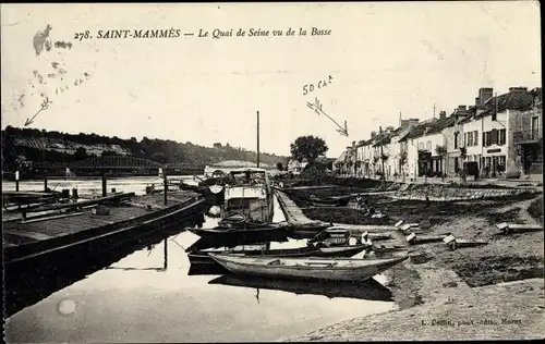 Ak Saint Mammès Seine et Marne, Le Quai de Seine vu de la Bosse