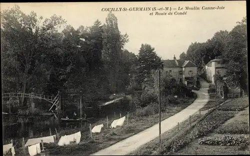 Ak Saint Germain les Couilly Seine et Marne, Moulin Canne-Joie et Route de Condé