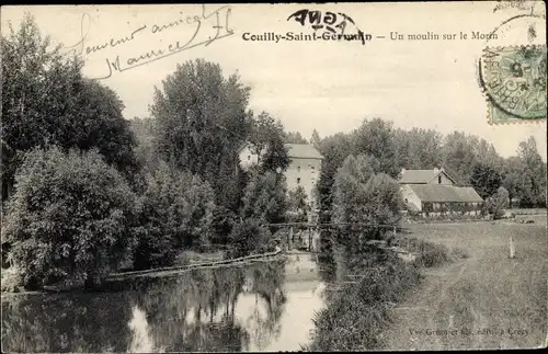 Ak Saint Germain les Couilly Seine et Marne, un Moulin sur le Morin