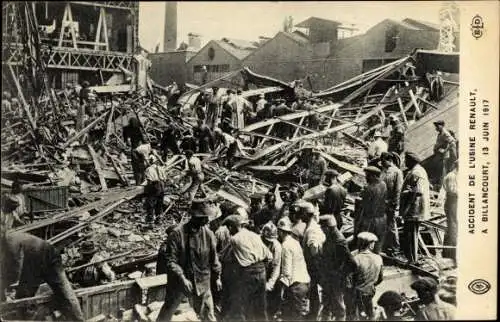 Ak Billancourt Hauts de Seine, Accident de L'Usine Renault 1917