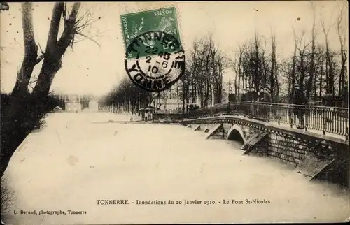 Ak Tonnerre Yonne, L'Inondations du 20.01.1910