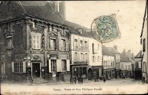 Ak Toucy Yonne, Poste, Rue Philippe Verger