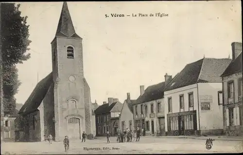 Ak Veron Yonne, La Place de l'Eglise